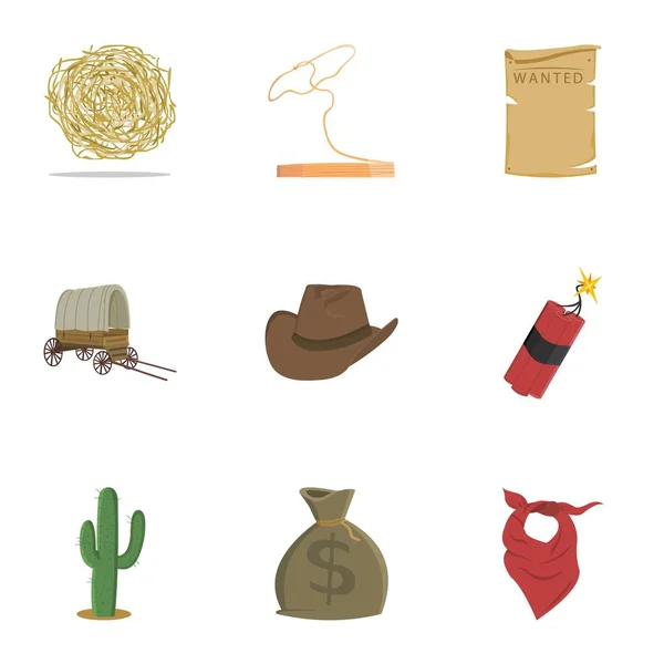 Wild West set icons in cartoon style. Большая коллекция векторных символов Дикого Запада — стоковый вектор