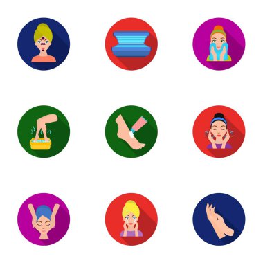 Cilt bakım simgeleri düz stil ayarlayın. Cilt Bakımı vektör simge stok çizim büyük toplama