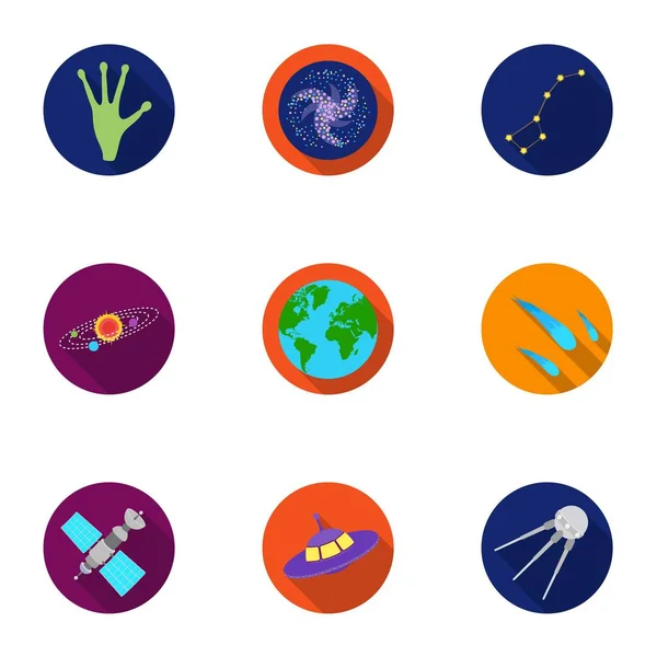 Set di icone spaziali in stile piatto. Grande collezione di spazio vettoriale simbolo stock illustrazione — Vettoriale Stock