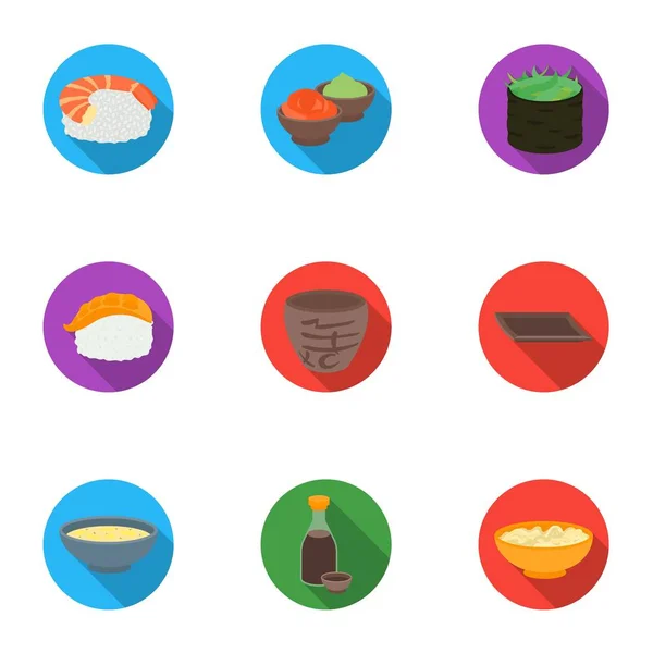 Sushi establece iconos en estilo plano. Gran colección de sushi vector símbolo stock ilustración — Vector de stock