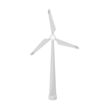 Rüzgar enerji türbin simgesi beyaz arka plan üzerinde izole anahat tarzı. Biyoloji ve ekoloji sembol stok vektör çizim.