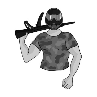 Paintball oyuncu simgesi beyaz arka plan üzerinde izole anahat tarzı. Paintball sembol stok vektör çizim.