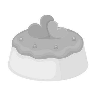 Tek renkli stil beyaz arka plan üzerinde izole kalp simgesi ile pasta. Kek sembol stok vektör çizim.