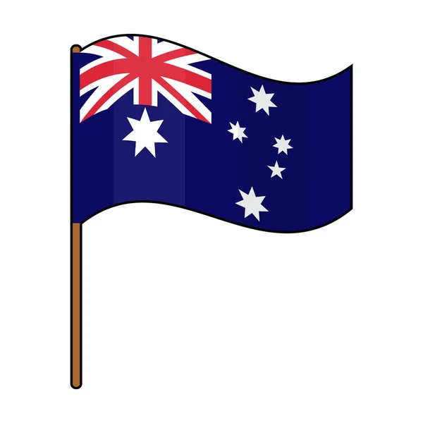 Иконка австралийского флага в карикатурном стиле выделена на белом фоне. Австралийская векторная иллюстрация . — стоковый вектор