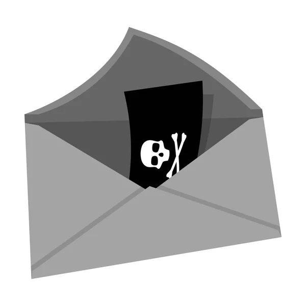 Correo electrónico con icono de virus en estilo de esquema aislado sobre fondo blanco. Hackers y piratería símbolo stock vector ilustración . — Archivo Imágenes Vectoriales