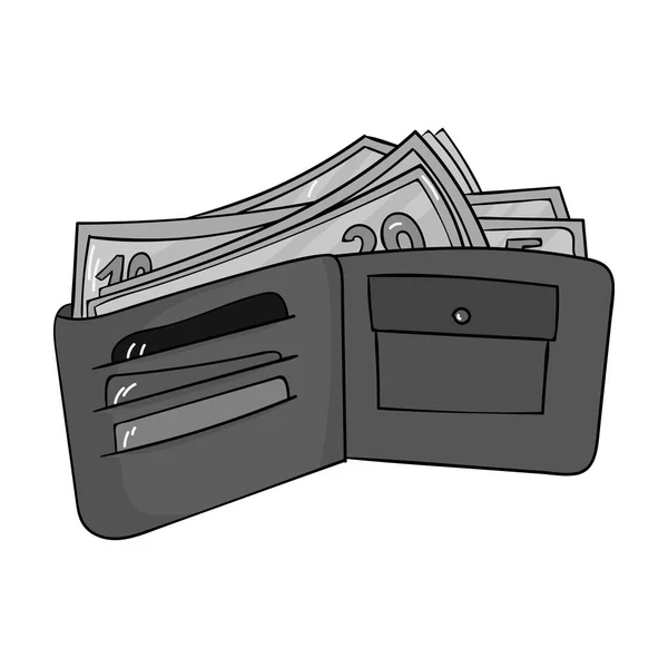 Carteira com ícone de dinheiro em estilo monocromático isolado no fundo branco. Ilustração de vetor de estoque de símbolo de supermercado . — Vetor de Stock