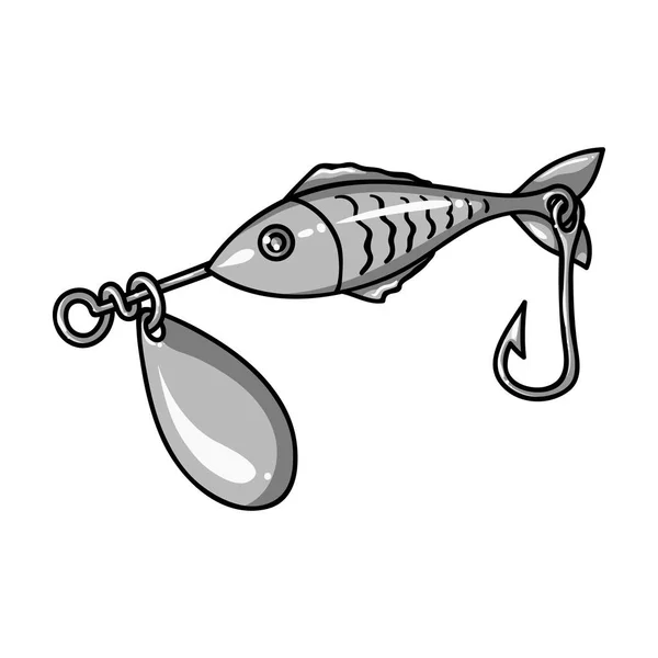Icono de cebo de pesca en estilo monocromo aislado sobre fondo blanco. Símbolo de pesca stock vector ilustración . — Vector de stock
