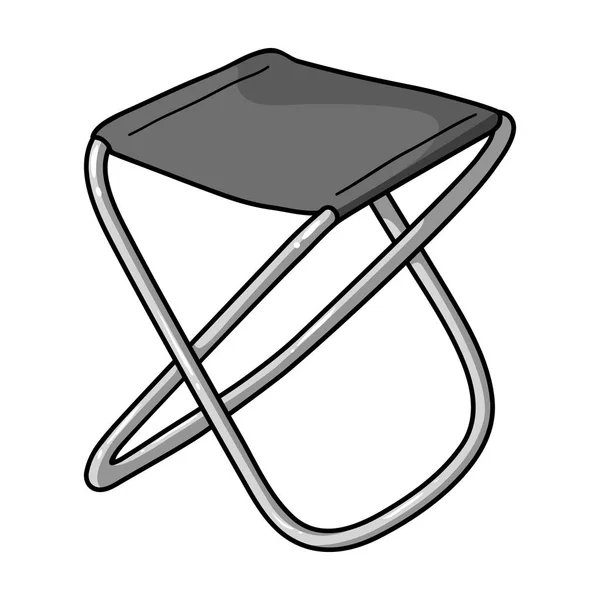 Icono de taburete plegable en estilo monocromo aislado sobre fondo blanco. Símbolo de pesca stock vector ilustración . — Vector de stock