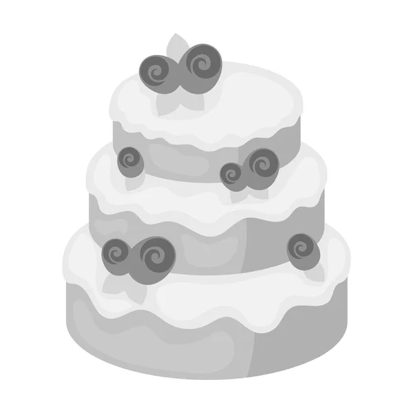 Торт с иконой роз в монохромном стиле изолирован на белом фоне. Векторная иллюстрация символов тортов . — стоковый вектор