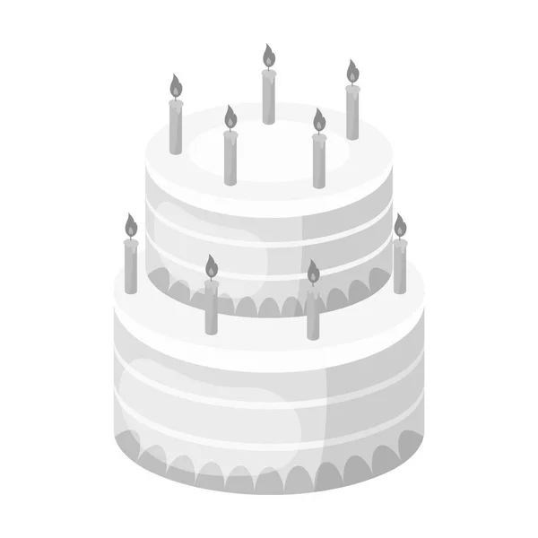 Doğum günü pastası simgesini tek renkli stil beyaz arka plan üzerinde izole. Kek sembol stok vektör çizim. — Stok Vektör