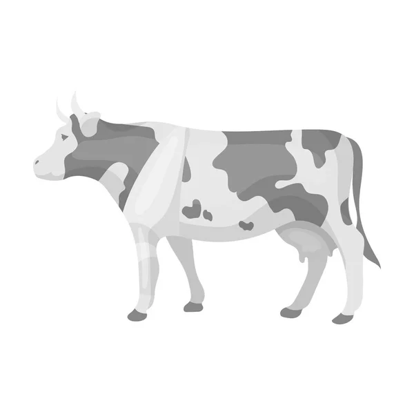 Zieke koe met pleister op een been pictogram in zwart-wit stijl geïsoleerd op een witte achtergrond. Veterinaire kliniek symbool voorraad vectorillustratie. — Stockvector