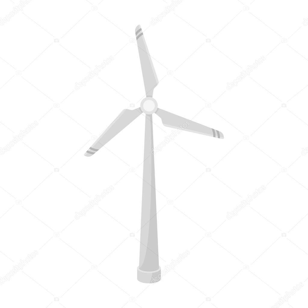 Wind energy turbine icon in outline style isolated on white background. Bio and ecology symbol stock vector illustration.