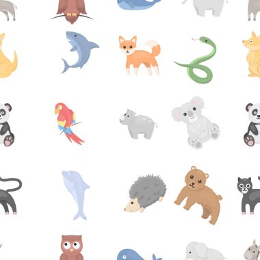 Hayvanlar karikatür tarzı simgeleri desen. Büyük koleksiyon hayvanlar sembol stok illüstrasyon vektör