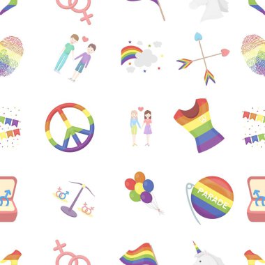 Eşcinsel karikatür tarzı desen simgeler. Büyük koleksiyon gay vektör simge stok çizim