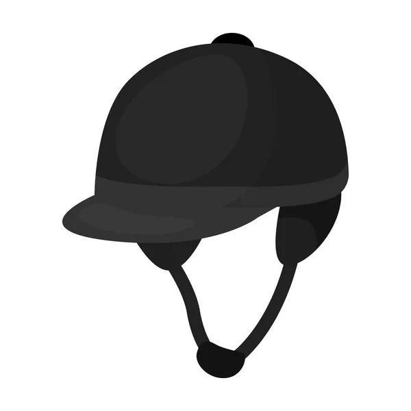 骑师头盔中孤立的白色背景上的黑白风格的图标。竞技场和马象征股票矢量图. — 图库矢量图片