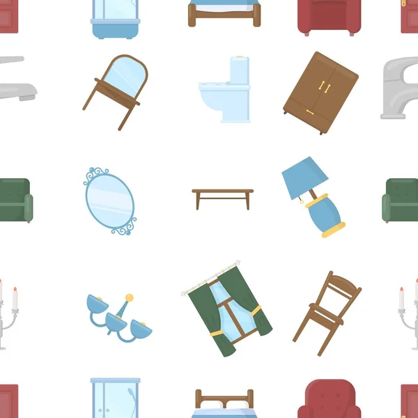 Iconos de patrón de muebles en estilo de dibujos animados. Muebles de colección grande vector símbolo stock ilustración — Vector de stock