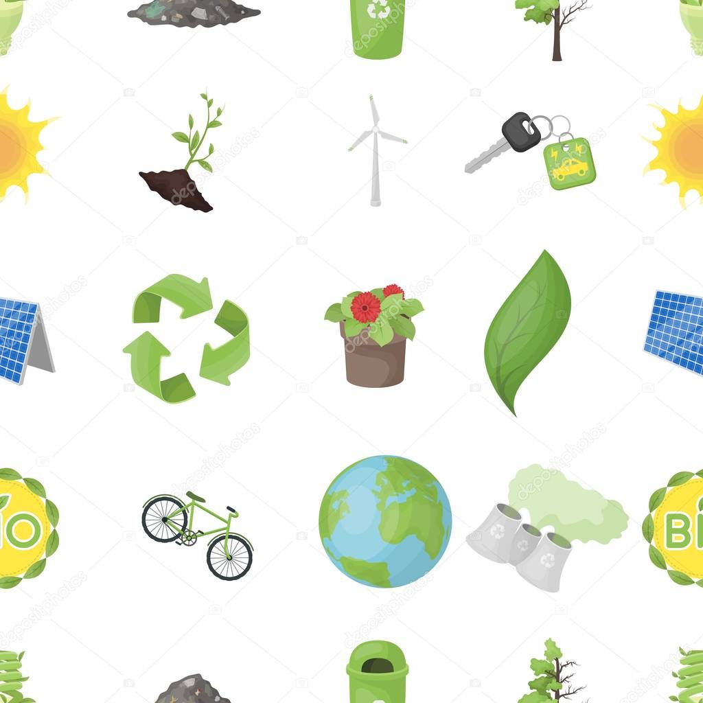 Bio and ecology pattern icons in cartoon style. Big collection of bio and ecology vector symbol stock illustration