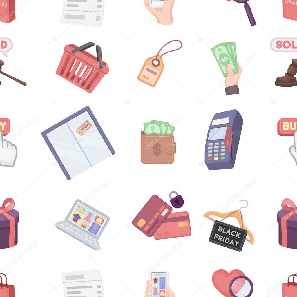 E-commerce pattern icons in cartoon style. Big collection of e-commerce vector illustration symbol.