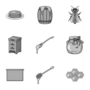 Arı kovanı, tek renkli bir tarzda Icons set. Arı kovanı vektör simge stok çizim büyük toplama