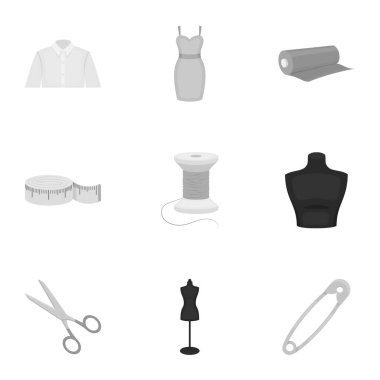 Atelie tek renkli bir tarzda Icons set. Atelie vektör simge stok çizim büyük toplama