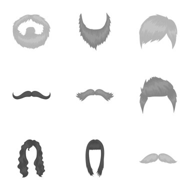 Sakal tek renkli bir tarzda Icons set. Sakal vektör simge stok çizim büyük toplama
