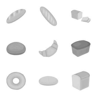 Ekmek, tek renkli bir tarzda Icons set. Ekmek vektör simge stok çizim büyük toplama