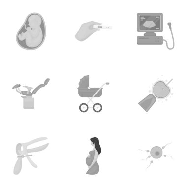 Gebelik, tek renkli bir tarzda Icons set. Gebelik vektör simge stok çizim büyük toplama