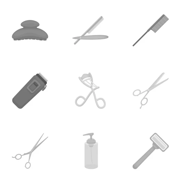 Peluquería establecer iconos en estilo monocromo. Gran colección de peluquería vector símbolo stock ilustración — Vector de stock