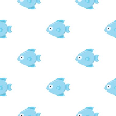 Balık simgesi karikatür. Gösterim amacıyla web ve mobil tasarım.