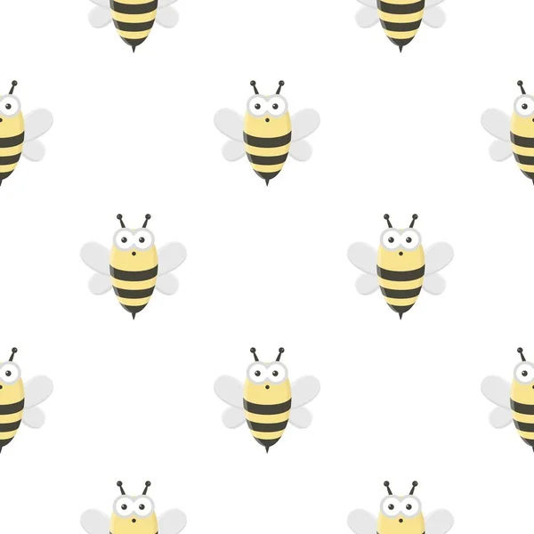 Bee icon in cartoon style isolated on white background. Animal One pattern stock vector illustration — Stock Vector