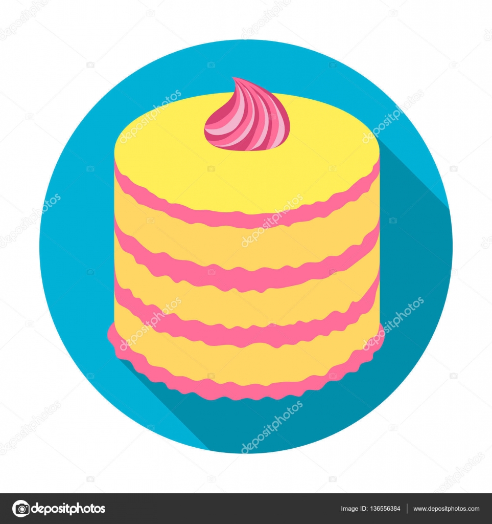 フラット スタイルの白い背景で隔離の紫ケーキ アイコン ケーキ シンボル株式ベクトル図 ストックベクター C Pandavector