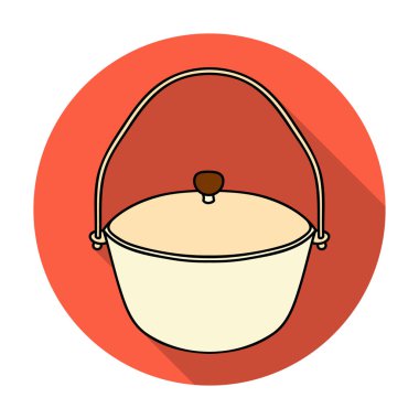 Düz stil beyaz arka plan üzerinde izole kamp pot simgesini. Balık tutma sembol stok vektör çizim.