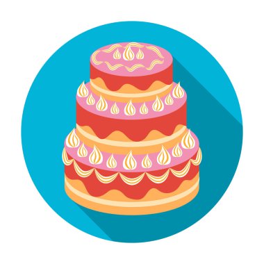 Düz stil beyaz arka plan üzerinde izole kırmızı şemse kek simgesini. Kek sembol stok vektör çizim.