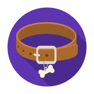 Düz stil beyaz arka plan üzerinde izole köpek tasması simgesini. Hayvan hastalıklarıyla ilgili klinik sembol stok vektör çizim.