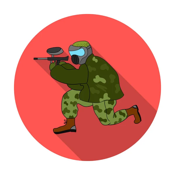 Paintball hráč ikony v plochý izolovaných na bílém pozadí. Paintball symbol akcií vektorové ilustrace. — Stockový vektor