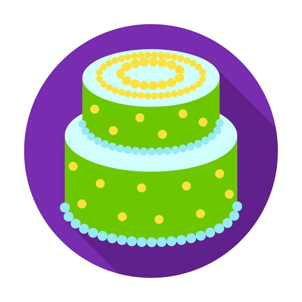 Gâteau vert avec icône à pois jaunes dans un style plat isolé sur fond blanc. Gâteaux symbole illustration vectorielle de stock . — Image vectorielle