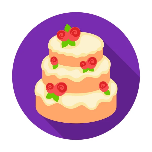 Торт с иконой розы в плоском стиле изолированы на белом фоне. Векторная иллюстрация символов тортов . — стоковый вектор