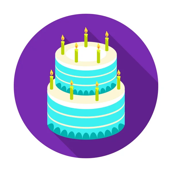 Icono de pastel de cumpleaños en estilo plano aislado sobre fondo blanco. Pasteles símbolo stock vector ilustración . — Archivo Imágenes Vectoriales