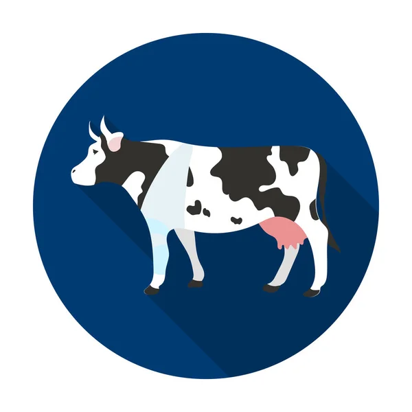 用绷带包扎腿图标在白色背景上孤立的平面样式的病牛。兽医临床象征股票矢量图. — 图库矢量图片