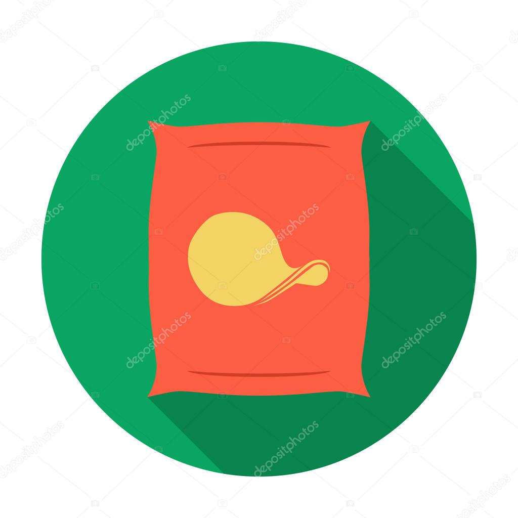 Potato chips icon in flat design isolated on white background. Pub symbol stock vector illustration.