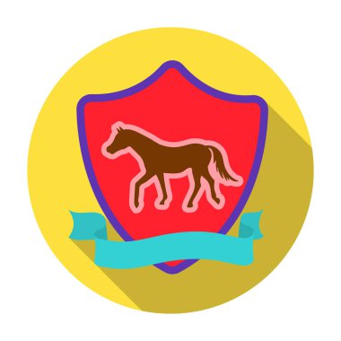 Düz stil beyaz arka plan üzerinde izole binicilik blaze simgesini. Hipodrom ve atın sembolü hisse senedi vektör çizim.