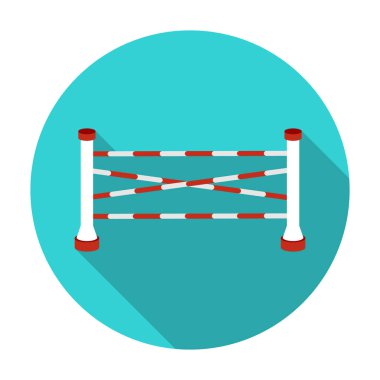 Düz stil beyaz arka plan üzerinde izole binicilik engel simgesini. Hipodrom ve atın sembolü hisse senedi vektör çizim.