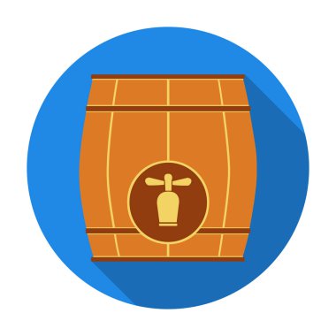 Ahşap varil düz stil beyaz arka plan üzerinde izole bir dokunun ikonu ile. Pub sembol stok vektör çizim.