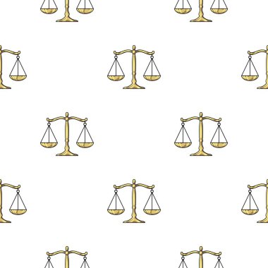 Beyaz arka plan üzerinde izole desen stili adalet simgesinin ölçekler. Suç sembol stok vektör çizim.