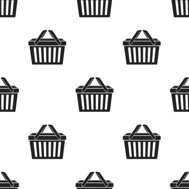 Busket simge siyah stil beyaz arka plan üzerinde izole içinde alışveriş. E-ticaret desen hisse senedi vektör çizim.