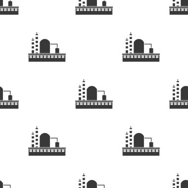 Fabrika simge siyah stil beyaz arka plan üzerinde izole içinde. Fabrika desen hisse senedi vektör çizim.