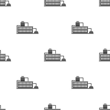 Fabrika simge siyah stil beyaz arka plan üzerinde izole içinde. Fabrika desen hisse senedi vektör çizim.