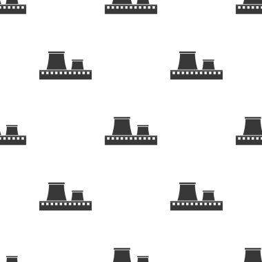 Fabrika simge siyah stil beyaz arka plan üzerinde izole içinde. Fabrika desen hisse senedi vektör çizim.