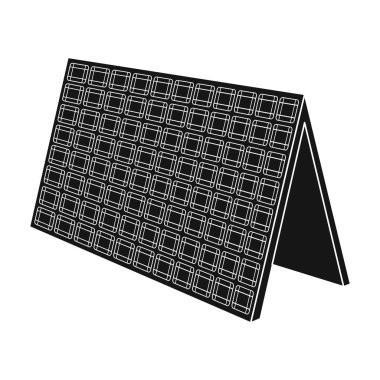 Güneş paneli simge siyah stil beyaz arka plan üzerinde izole içinde. Biyoloji ve ekoloji sembol stok vektör çizim.