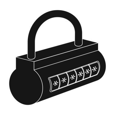 Bilgisayar parola simgesini izole beyaz arka plan üzerinde siyah tarzında. Bilgisayar korsanları ve sembol stok kesmek illüstrasyon vektör.